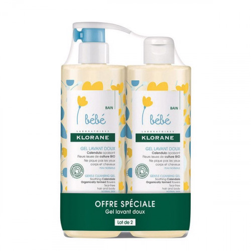 Set 2 chai sữa tắm gội Klorane Bébé Gel Lavant Doux